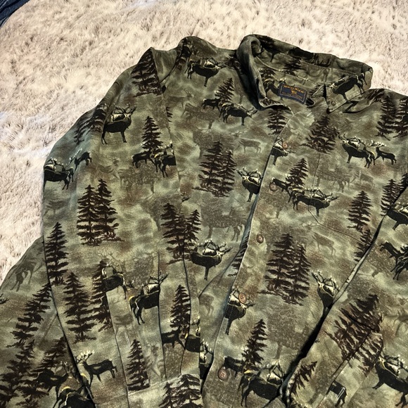 Woolrich Green and Brown Casual Button Down Shirt - Picture 1 of 3